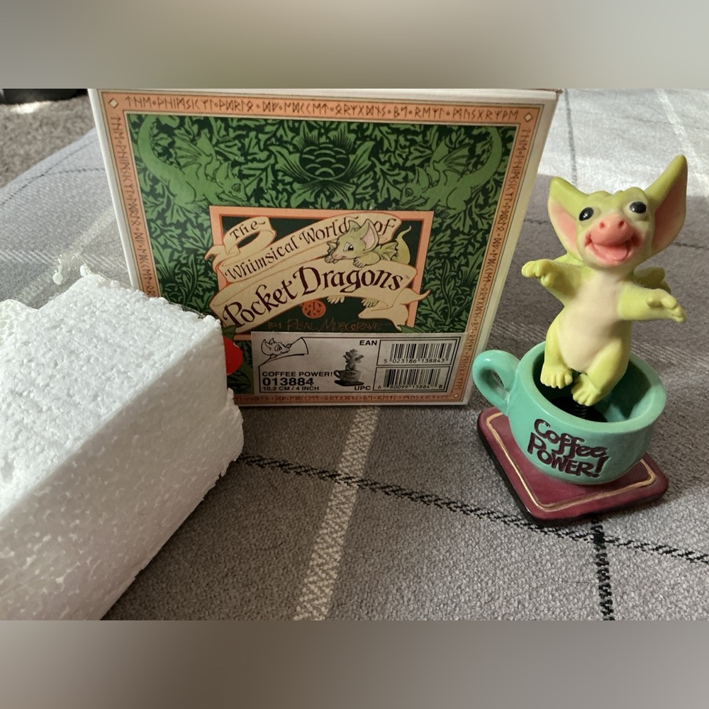 NIB WHIMSICAL DRAGONS “Coffee Power” 2003 HANDMADE SERIOUS BUYERS ONLY